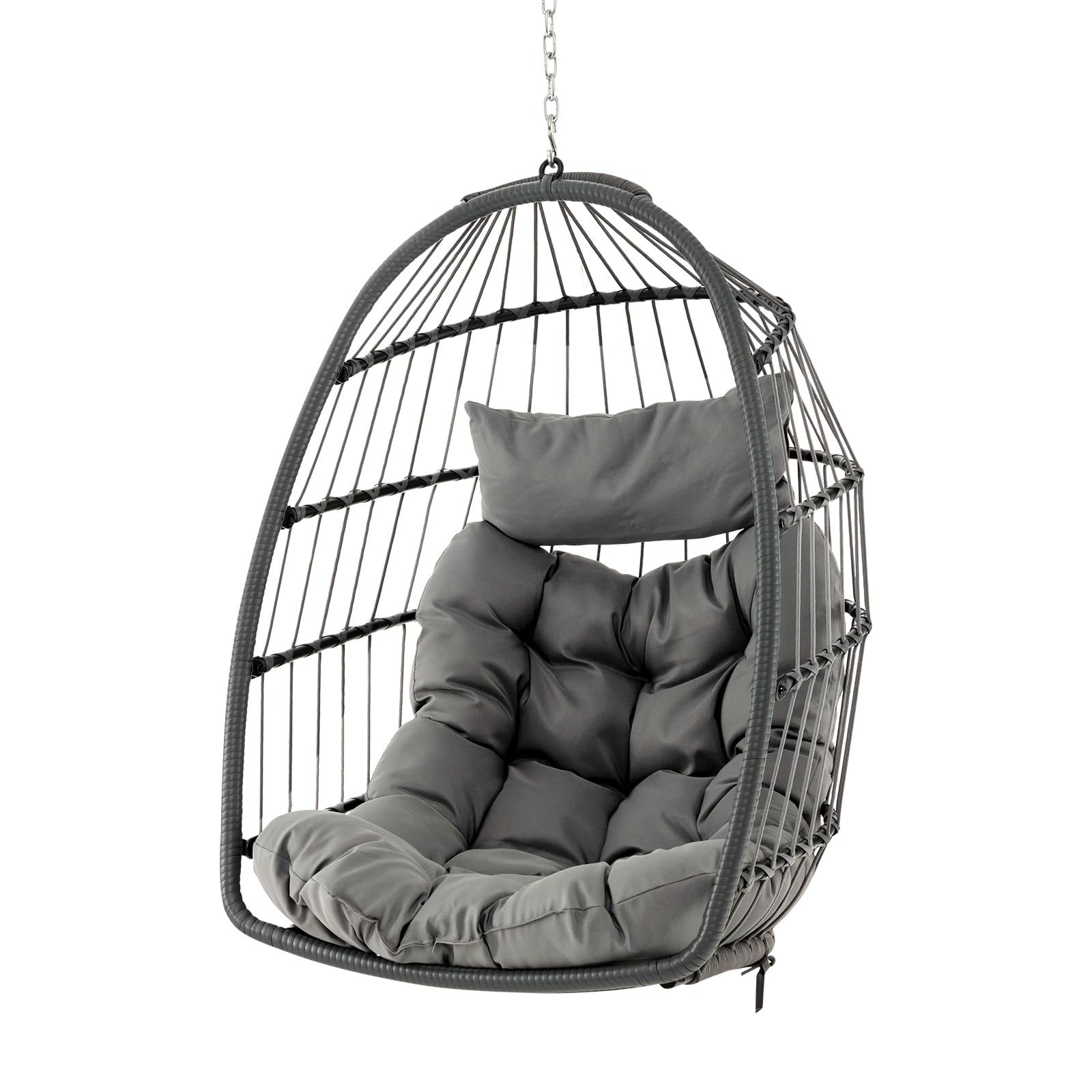 Tangkula Hanging Egg Chair Foldable Wicker Hammock Chair